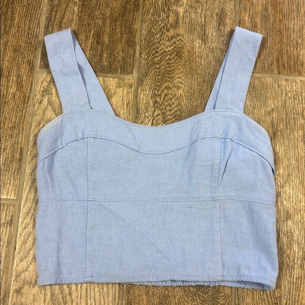 Abercrombie Cropped Linen-Blend Corset Top